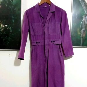 Vintage Women's Overalls Cotton Hand Dyed Purple
